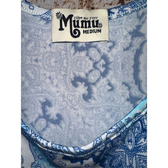 Show Me Your Mumu Garrett Tank Mini Dress in Blue Paisley size Medium - Picture 3 of 5